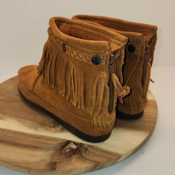 Minnetonka Back Zip Boot - Chestnut Women's Size 9.5 - Picture 5 of 10
